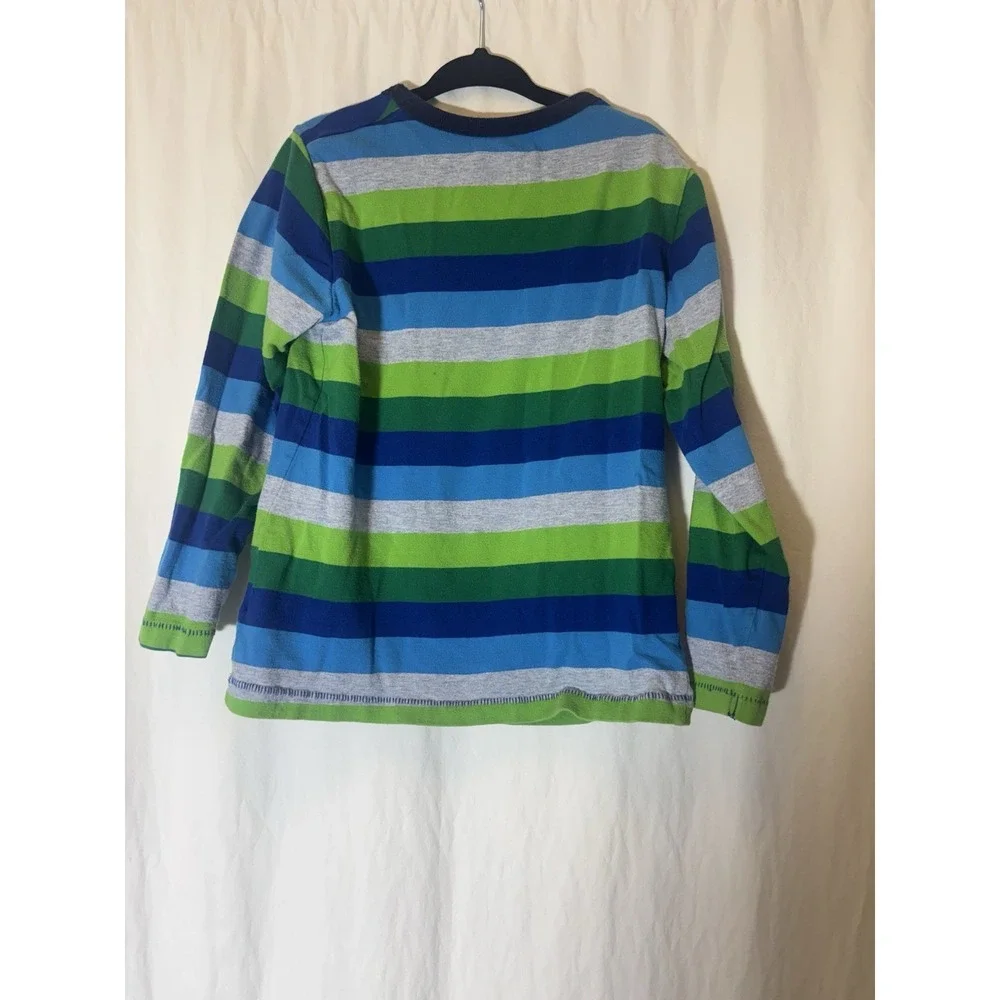 Gap Kids Boys T-Shirt size‎ 5 Long Sleeve Shirt Green Yellow White Stripes W49